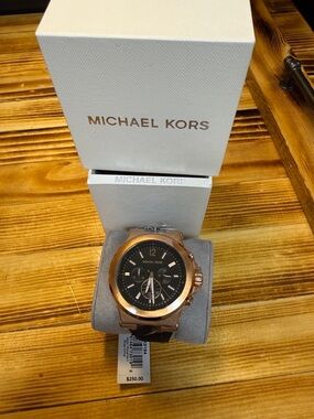 Michael Kors Rose Gold and Black Chronograph Watch